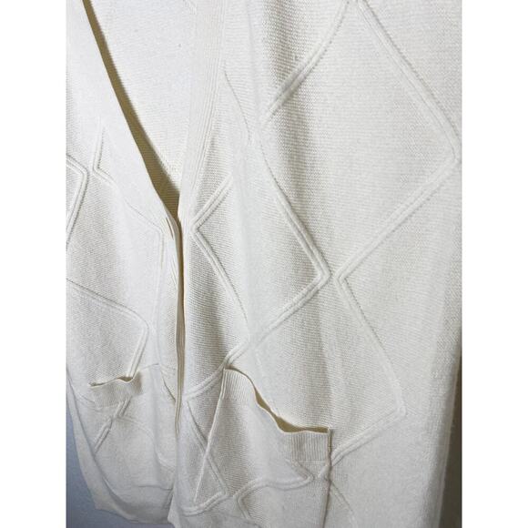 Talbots Womens Argyle Texture Cardigan Merino Wool Cashmere Sweater Cream NWT 2X - Picture 6 of 9